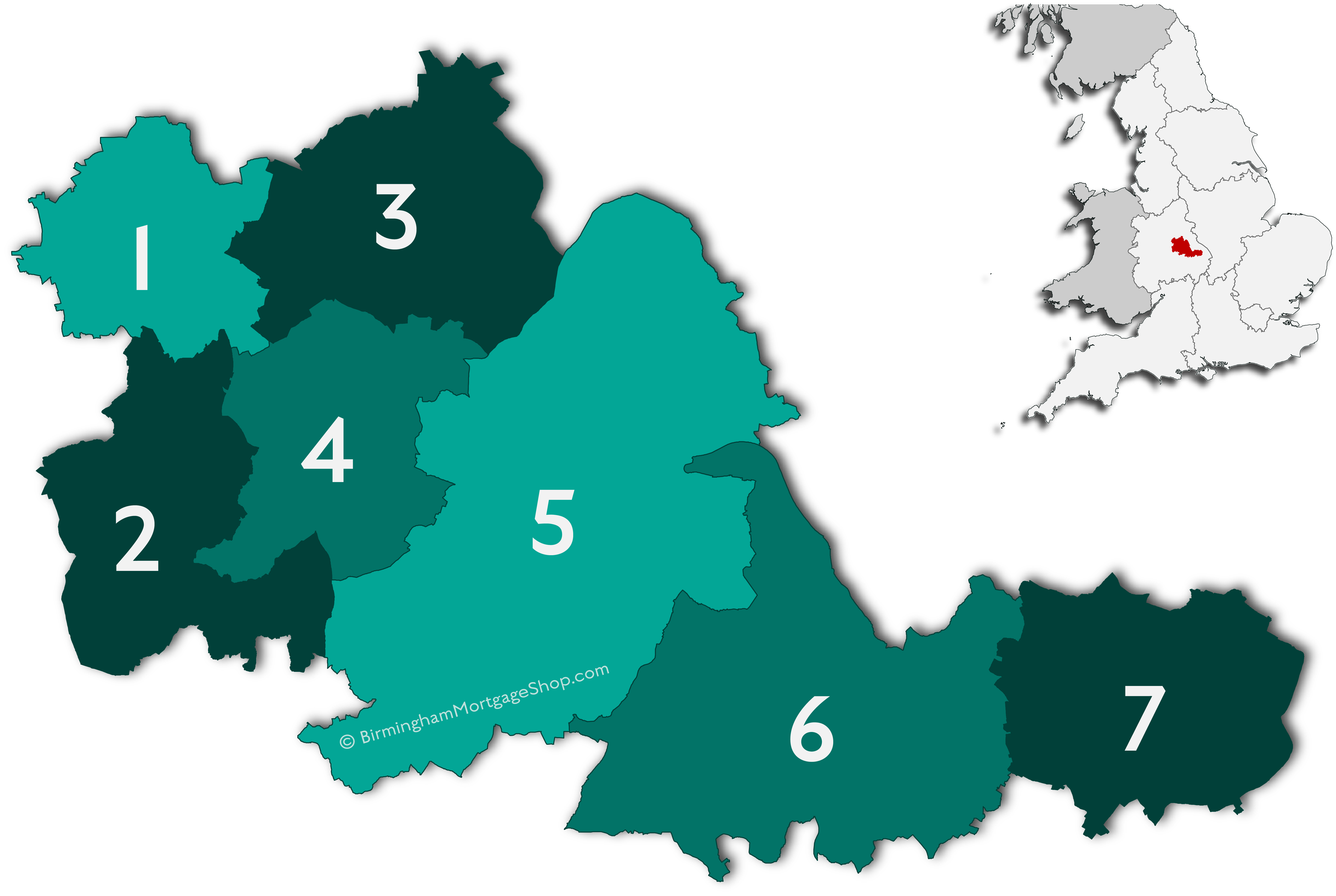 West Midlands Mortgage Areas Map